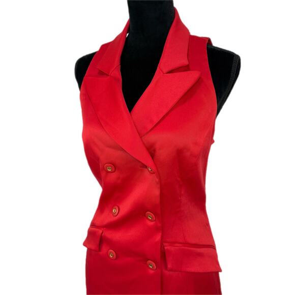 Y2K Corpcore Red Sleeveless Vest Skirt Suit - Women's Size 4 - Picture 2 of 11
